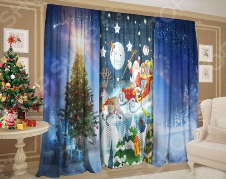 Комплект: шторы и тюль ТамиТекс «Сказочные Санта Клаус»