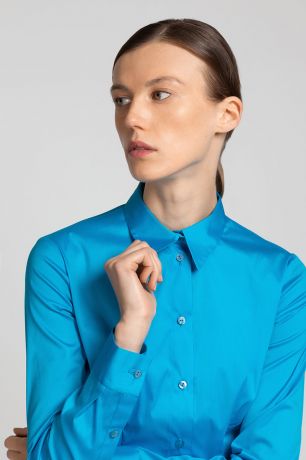 Блузка из хлопка с рубашечным воротником VASSA&Co