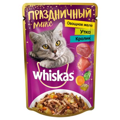 Корм для кошек Whiskas Праздничный микс утка, кролик овощное желе пауч 85г
