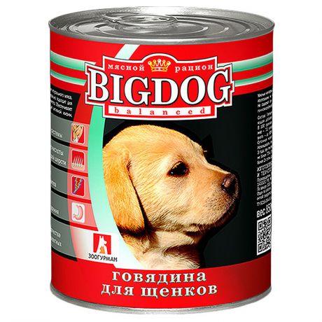 Корм для щенков Зоогурман Big Dog банка 850г