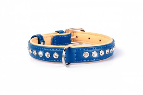 Ошейник для собак COLLAR Brilliance со стразами премиум класса ширина 20мм длина 30-39см синий