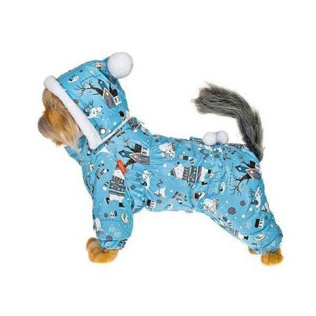 Комбинезон для собак HAPPY PUPPY Новогодняя сказка голубой - 4 32 см