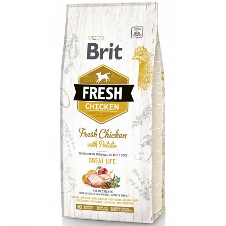 Корм для собак Brit Fresh Курица с картофелем сух. 12кг