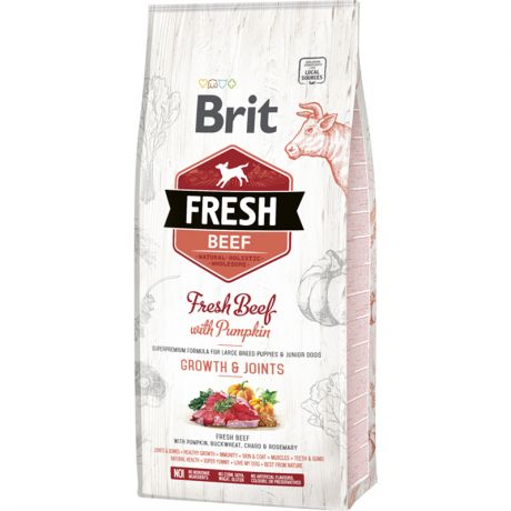 Корм для щенков Brit Fresh Говядина с тыквой для крупных пород сух. 12кг