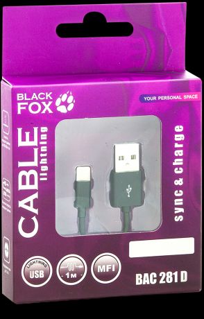 Кабель Black Fox BAC-281D USB – Apple Lightning Black