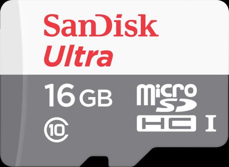 Карта памяти SanDisk Ultra microSD UHS-I Class 10 16GB с адаптером