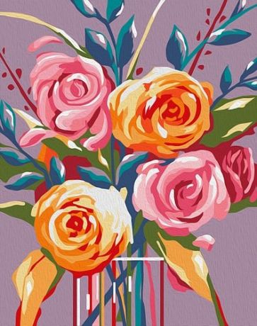 Набор для творчества, Артвентура, Раскраска по номерам, Нежные розы (холст на картоне, 16,5х13см) MINI16130028