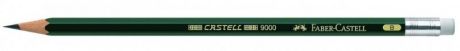 Карандаш ч/гр с ластиком Castell-9000 В, Faber-Castell/Фаберкастел