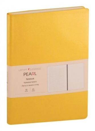 Книга для записей А5 96л PEARL желтый, интегр.переплет, обл. с эфф. перламутра, тонир.блок, ляссе