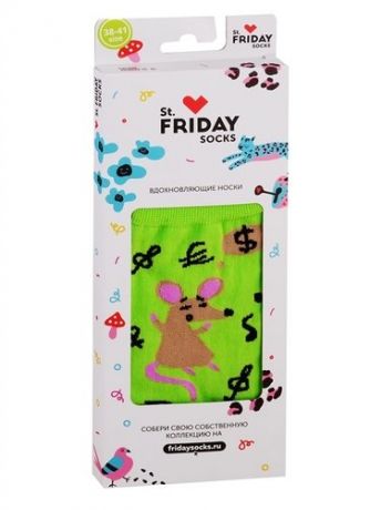 Дизайнерские носки St.Friday Socks, Крысиные истории в день зарплаты 38-41,салатовый