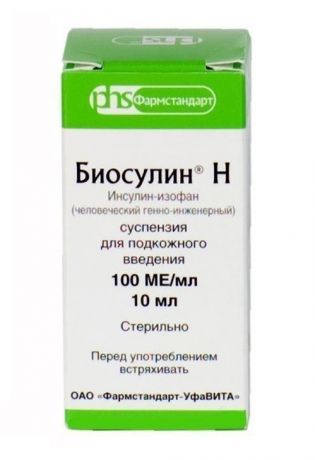 биосулин н суспензия для подкожного введения 100 ед/мл 10 мл 1 фл