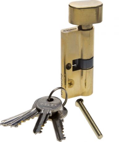 Механизм цилиндровый ЗУБР "МАСТЕР" тип "ключ-защелка", цвет латунь, 5-PIN, 70мм