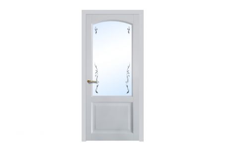 Дверь межкомнатная остеклённая 853 60X200 см, шпон, цвет дуб белая эмаль