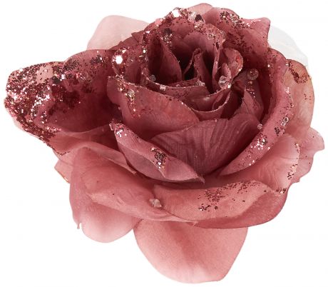 Украшение новогоднее «Цветок с блёстками», 8.5 см, полиэстер, цвет розовый