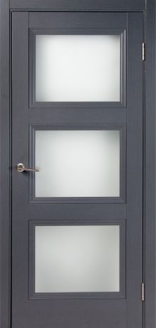 Дверь межкомнатная остеклённая Трилло 60x200 см, экошпон, цвет грей, с фурнитурой