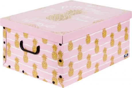 Коробка «Ананасы», 390x500x240 мм, 46.8 л, картон, цвет розовый