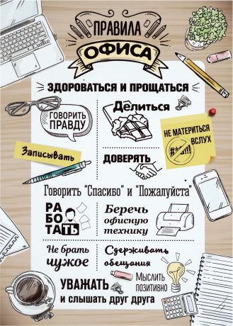 Постер на ПВХ «Правила офиса» 25х35 см