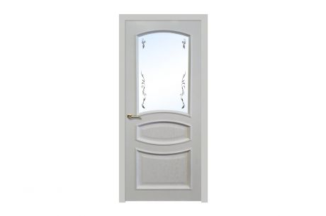Дверь межкомнатная остеклённая Элеганс 80x200 см, шпон, цвет дуб белая эмаль