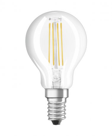 Лампа светодиодная филаментная Osram E14 220 В 5 Вт шар прозрачная 520 лм белый свет. для ди ммера