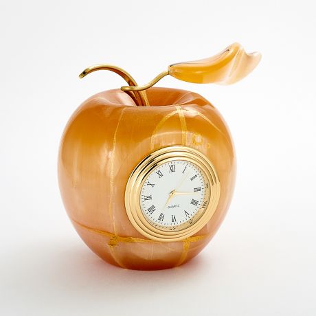 Часы яблоко селенит 8,5 см