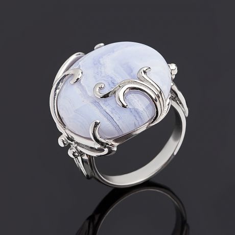 Кольцо агат голубой (серебро 925 пр. родир. бел.) размер 16,5