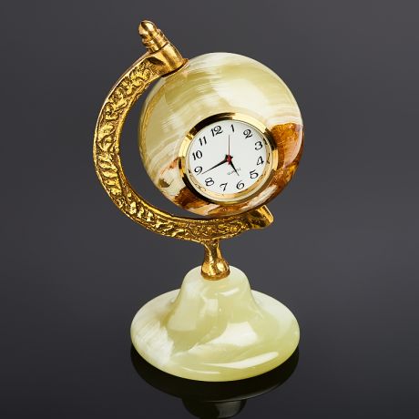 Часы глобус оникс мраморный 12 см