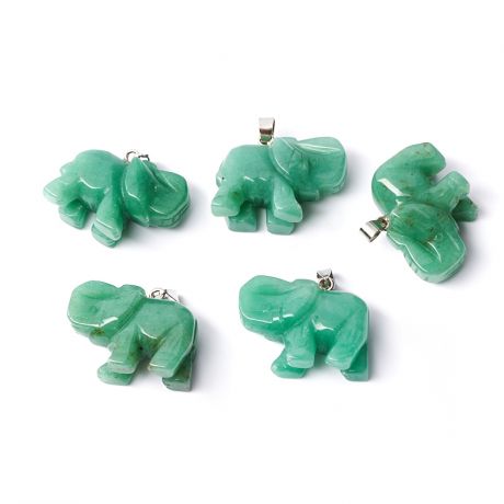 Кулон слон авантюрин зеленый 3,5 см