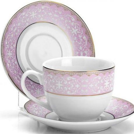 Чайный набор LORAINE, 12 предметов, розовый узор
