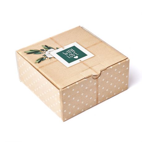 Подарочная упаковка универсальная (коробка) (картон) (бежевый) 150х150х70 мм