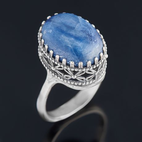 Кольцо кианит синий (серебро 925 пр. оксидир.) размер 17,5
