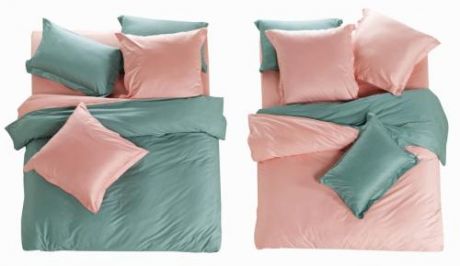 Комплект постельного белья полутораспальный СайлиД, L, зеленый/розовый