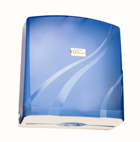 Диспенсер для бумажных полотенец FLOsoft, 26*29*10 см, прозрачно-голубой