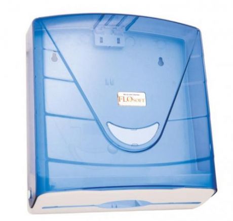 Диспенсер для бумажных полотенец FLOsoft, 26*28*9 см, прозрачно-голубой