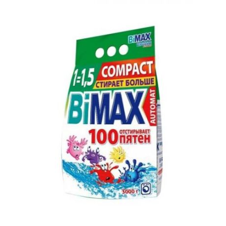 Стиральный порошок BiMAX, Автомат, Compact, 100 Пятен, 3 кг