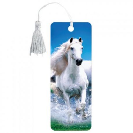 Закладка книжная BRAUBERG, 3D, Белый конь