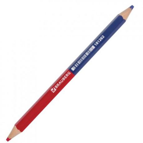 Карандаш цветной BRAUBERG, 4 мм, красный/синий