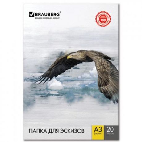 Папка для эскизов BRAUBERG, А3, 20 л, внутренний блок 160 г/м