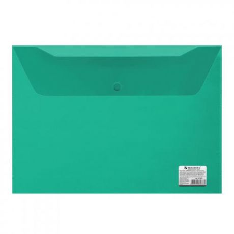 Папка-конверт BRAUBERG, А4, 150 мкм, зеленый
