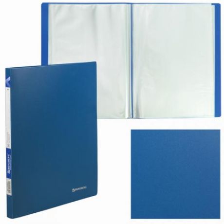 Папка BRAUBERG, Office, А4, 0,5 мм, синий, 30 вкладышей