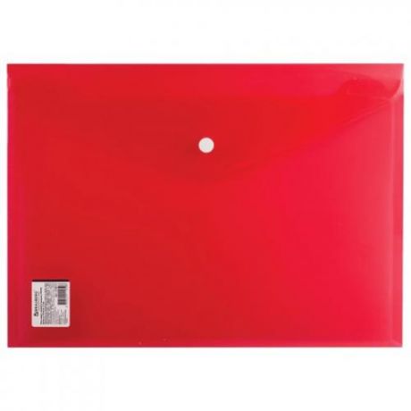 Папка-конверт BRAUBERG, А4, 100 листов, 180 мкм, красный