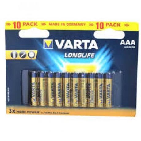 Батарейка щелочная VARTA, LONGLIFE, AAA/LR03, 10 шт