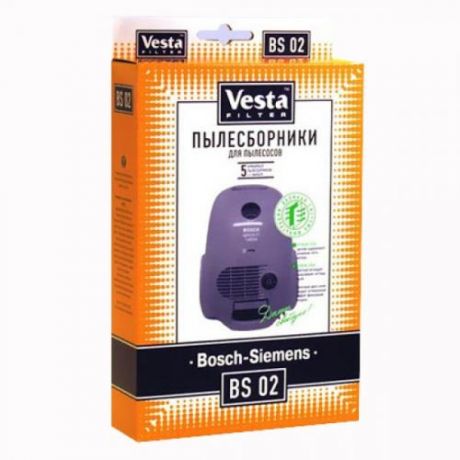 Комплект пылесборников Vesta FILTER, BS 02, 5 шт, с фильтром