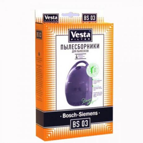 Комплект пылесборников Vesta FILTER, BS 03, 4 шт, с фильтром