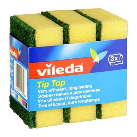 Губка для посуды vileda, Tip Top, 3 шт, желтый