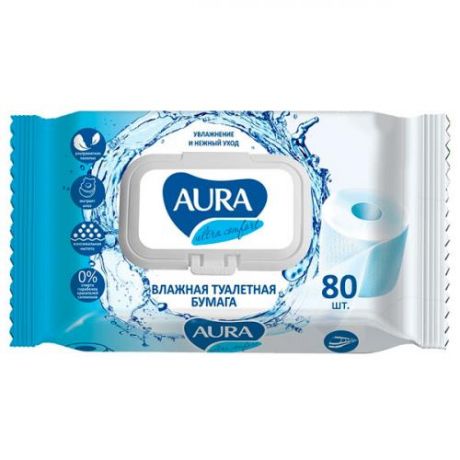 Влажная туалетная бумага AURA, Ultra Comfort, 80 шт