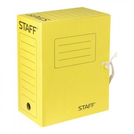 Папка архивная STAFF, А4, 1400 листов, желтый, с завязками