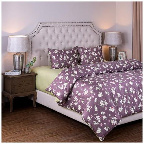 Комплект постельного белья двуспальный-евро SANTALINO, Яблоневый цвет, розовый/зеленый