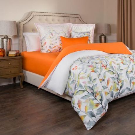 Комплект постельного белья двуспальный-евро SANTALINO, Гармоника, белый/оранжевый