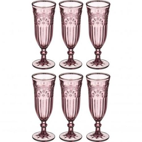 Набор бокалов для шампанского MUZA, Color, Марсала, 180 мл, 19 см, 6 предметов