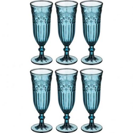 Набор бокалов для шампанского MUZA, Color, Индиго, 180 мл, 19 см, 6 предметов